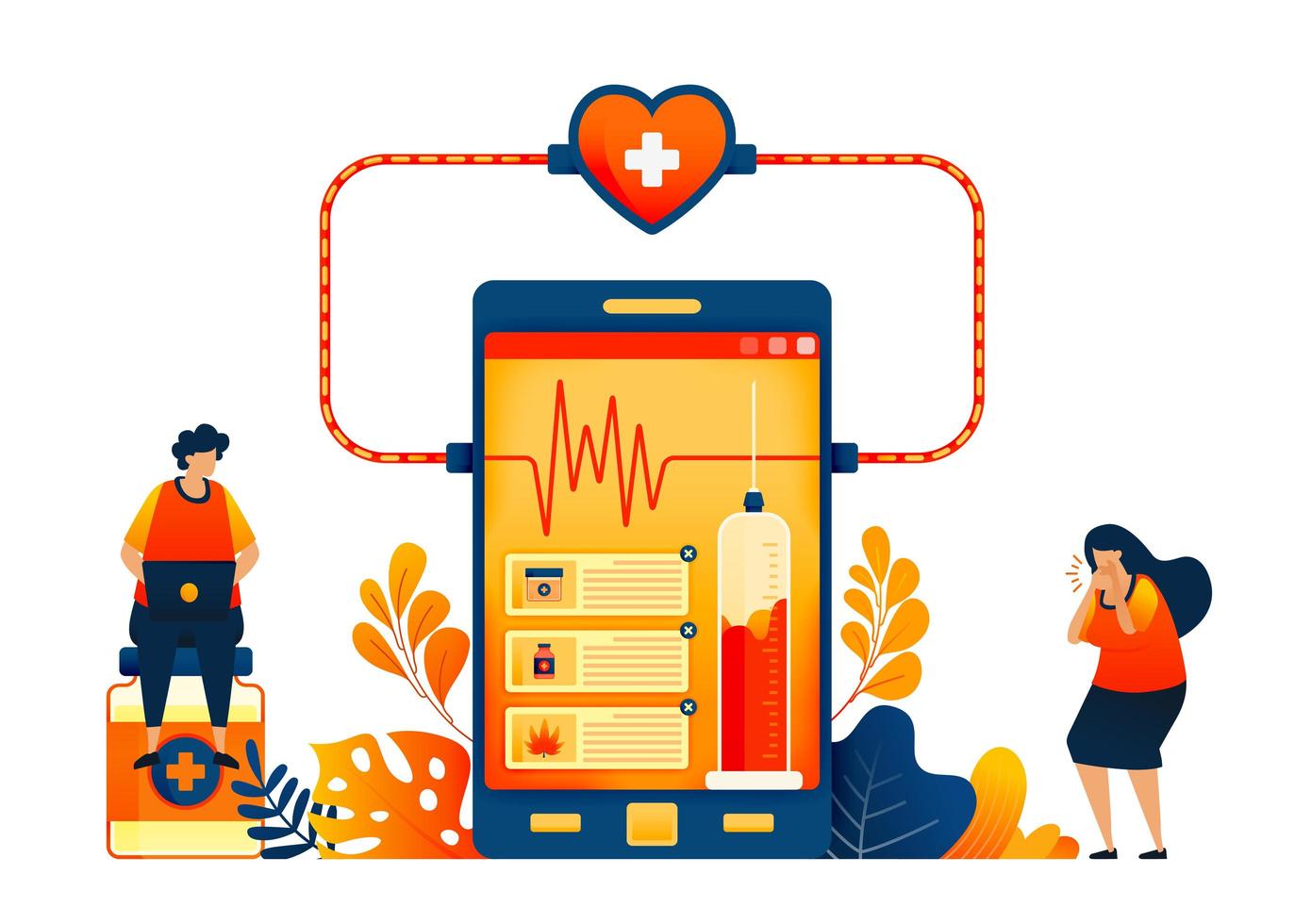 online-health-checkup-technology-sales-of-drugs-with-patient-reviews-illustration-concept-can-be-use-for-landing-page-template-ui-ux-web-mobile-app-poster-banner-website-flyer-free-vector